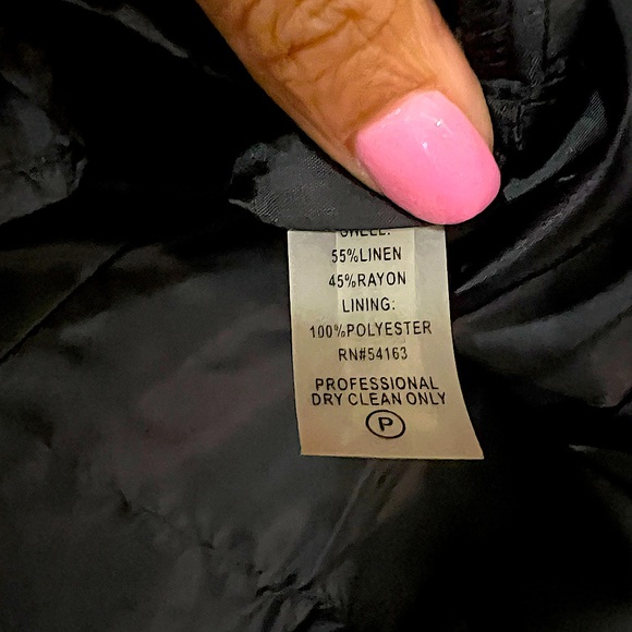 Black Linen A-Line Calvin Klein Midi Dress - Picture 3 of 5